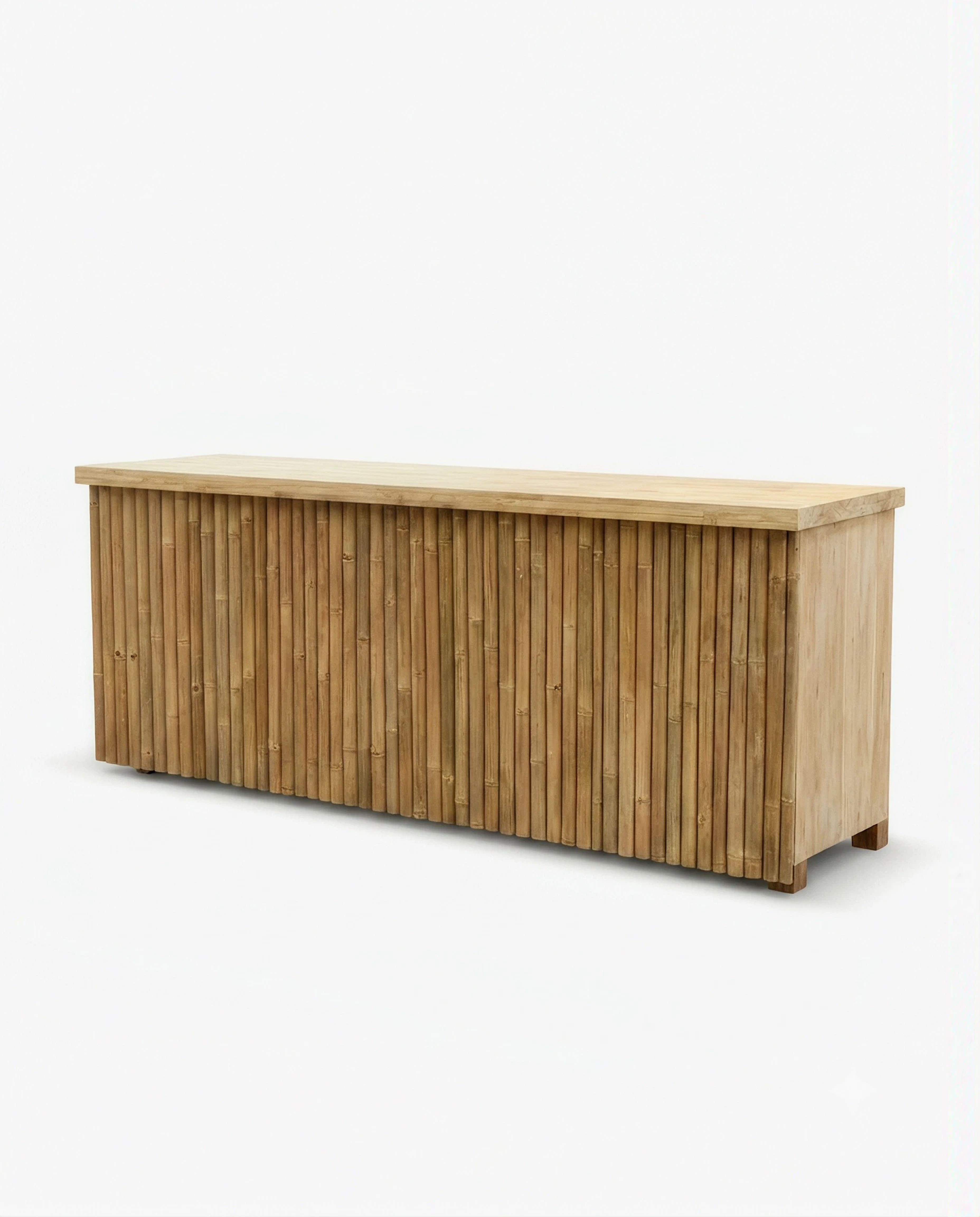 Bar table made of laminated bamboo with a natural finish, produced at the Java Bamboo Lamina factory